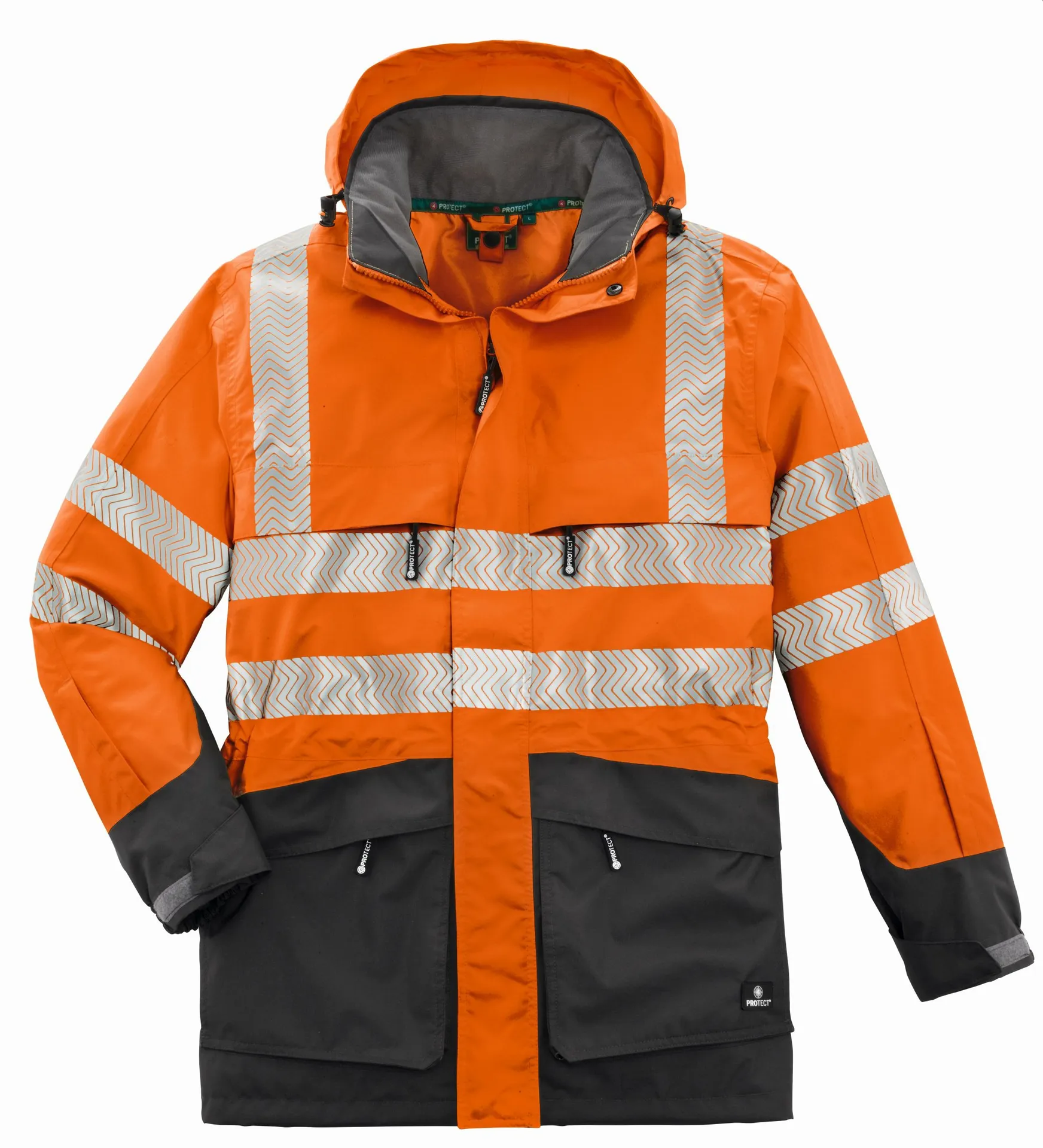 4PROTECT Warn-Wetterschutz-Jacke TAMPA Leuchtorange/Grau (3410)