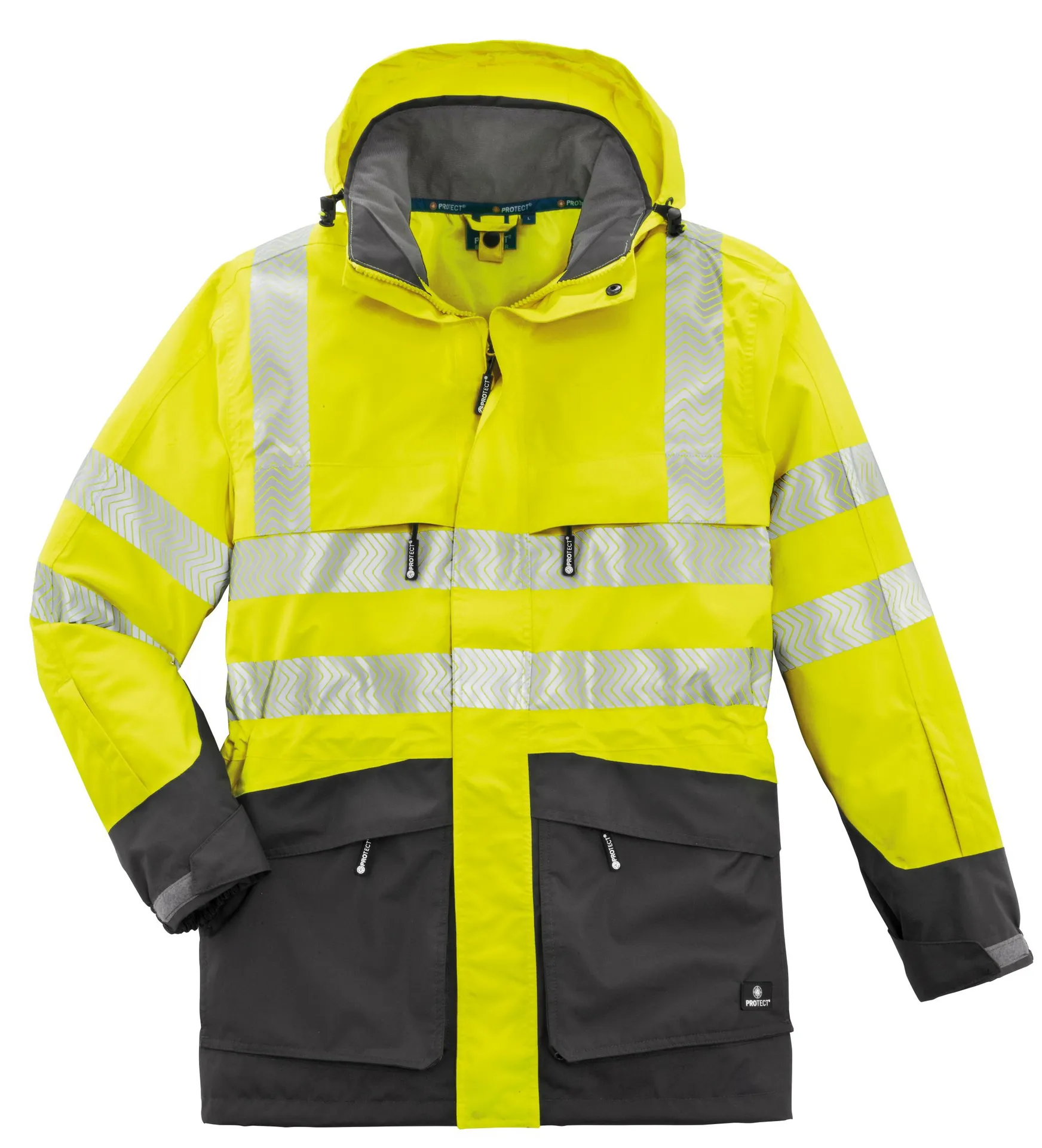 4PROTECT Warn-Wetterschutz-Jacke TAMPA Leuchtgelb/Grau (3415)