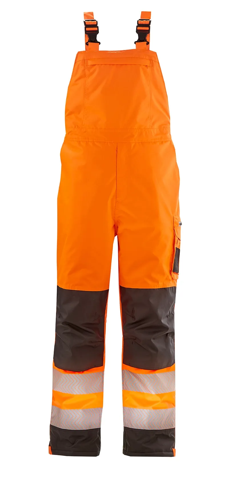 4PROTECT Warn-Winter-Wetterschutz-Latzhose ATLANTA Leuchtorange/Grau (3480)