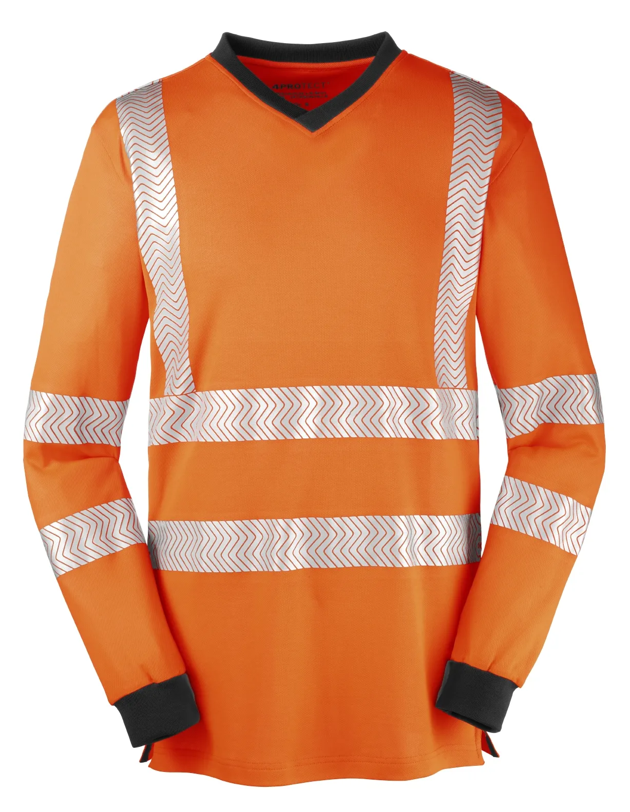 4PROTECT Warnschutz-Langarm-UV-Shirt JACKSONVILLE Leuchtorange/Grau (3436)