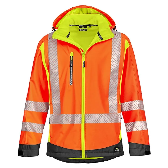 4PROTECT Warnschutz-Softshelljacke HOUSTON Leuchtorange/Leuchtgelb (3470)