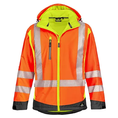 4PROTECT Warnschutz-Softshelljacke HOUSTON Leuchtorange/Leuchtgelb (3470)