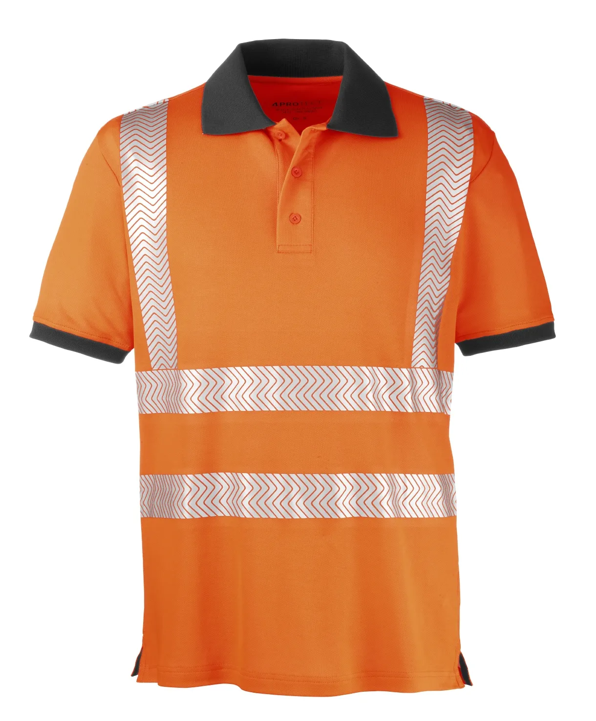 4PROTECT Warnschutz UV-Poloshirt ORLANDO Leuchtorange/Grau (3433)