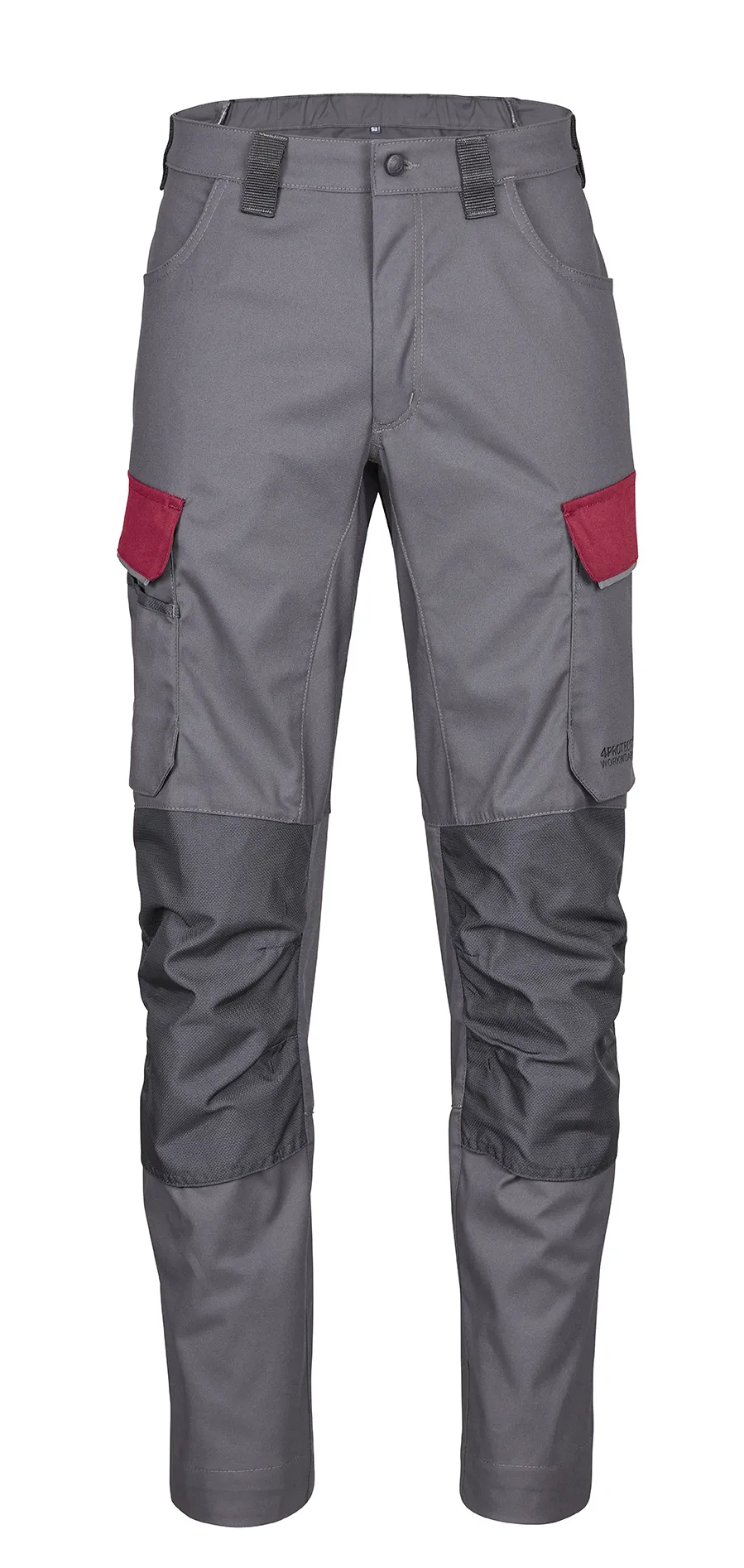 4PROTECT Workwear Herren-Hose Grau/Rot (3053)