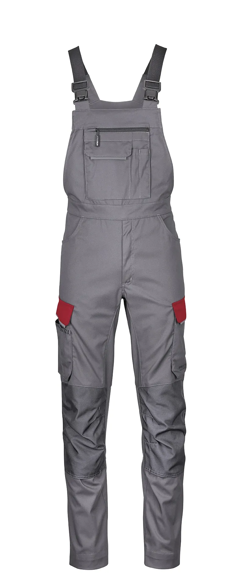 4PROTECT Workwear Latzhose Grau/Rot (3033)