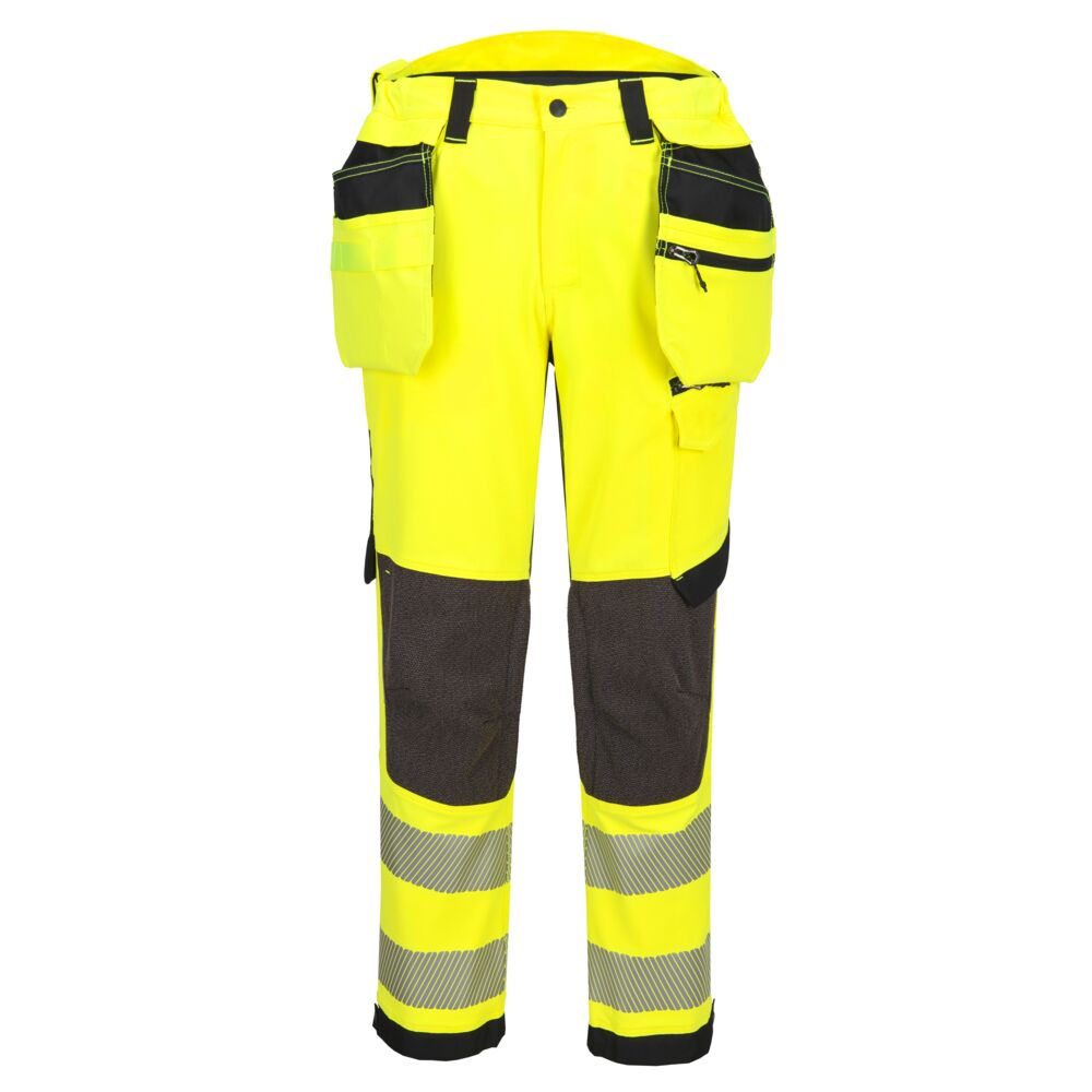 Portwest EV4 Hi-Vis Stretch Bundhose mit abnehmbaren Holstertaschen Klasse 2 (EV448) Gelb/Schwarz 38