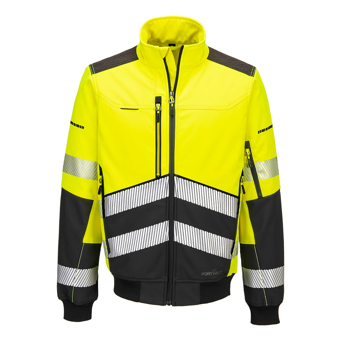 Portwest EV4 Hi-Vis Softshell Pilotjacke (3L) (EV468) Gelb/Schwarz XXXL