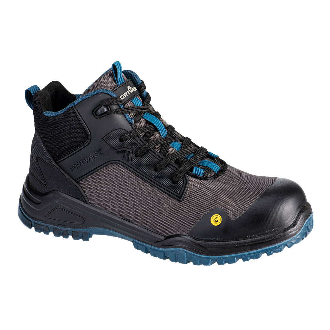 Portwest Bevel Composite Mid Boot S3S ESD SR FO (FE01) Black/Teal 44