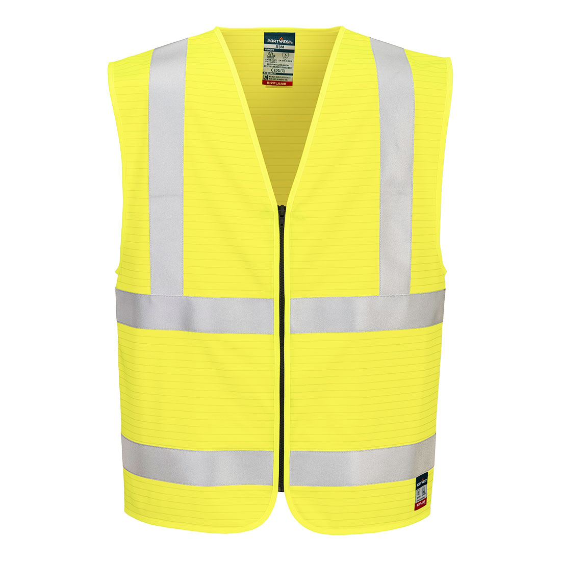 Portwest Bizflame Hi-Vis FR Weste mit Reißverschluss (FR615) Gelb S/M