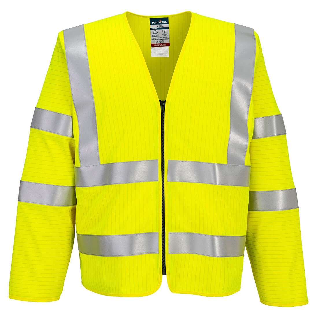 Portwest Bizflame Hi-Vis FR Langarmweste mit Reißverschluss (FR616) Gelb L/XL