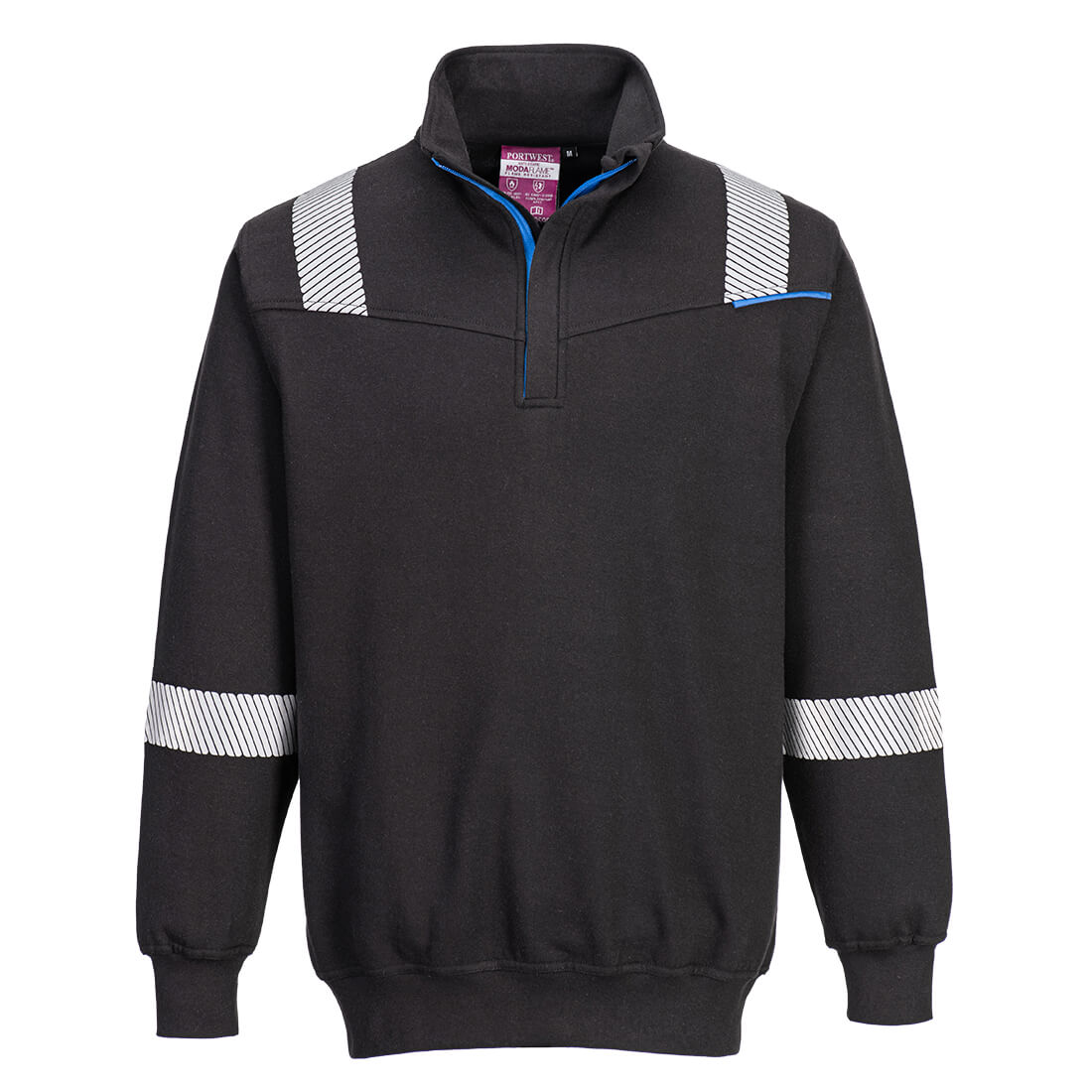 Portwest WX3 Modaflame Knit FR Sweatshirt mit 1/4 Reißverschluss (FR710) Schwarz M