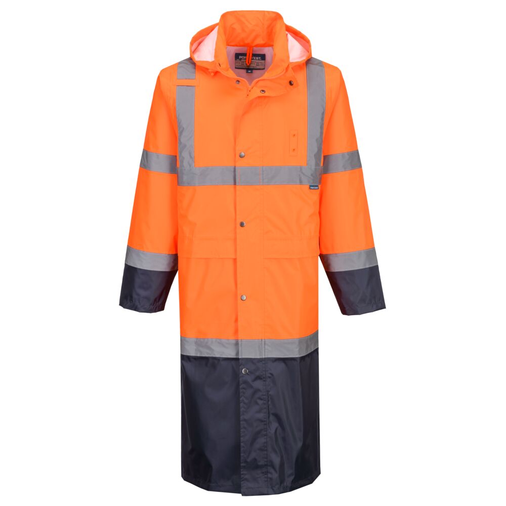 Portwest Hi-Vis Contrast Raincoat 122cm (H446)