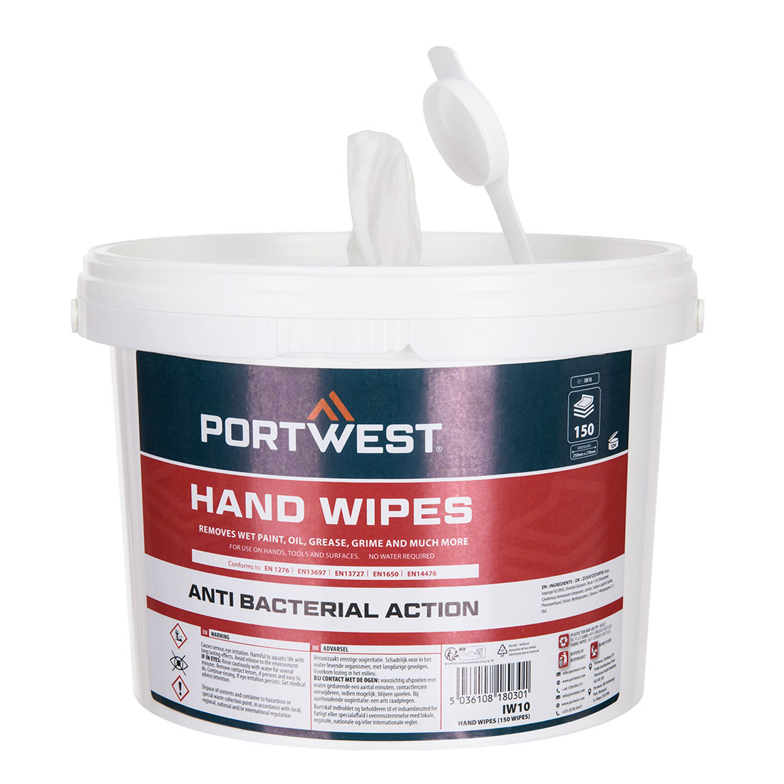 Portwest Hand Wipes (150 Tücher) (IW10) Weiss