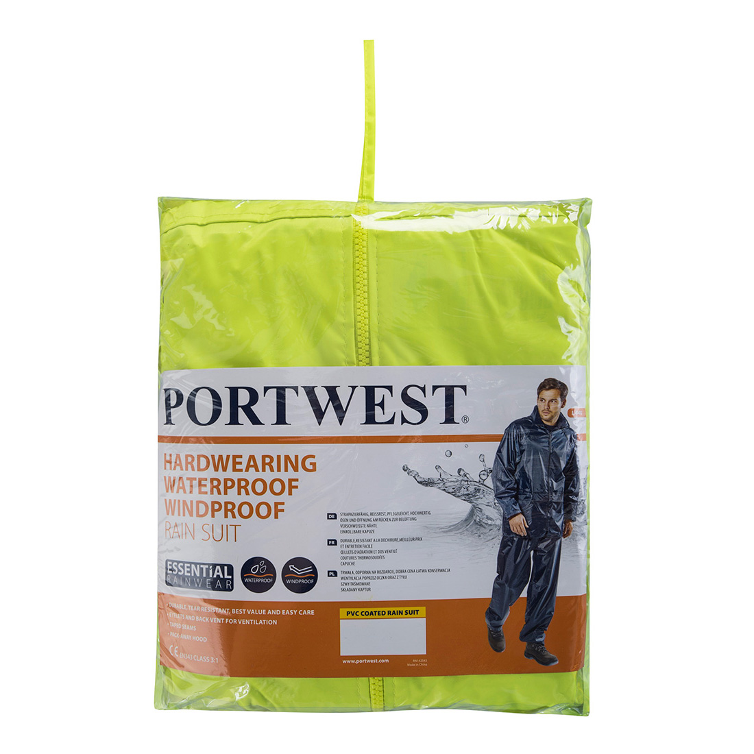 Portwest Klassischer Regenanzug 2-Teilig (L440) Gelb XXL