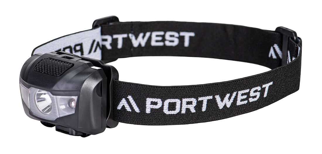 Portwest über USB wiederaufladbare Kopflampe (PA71) Schwarz