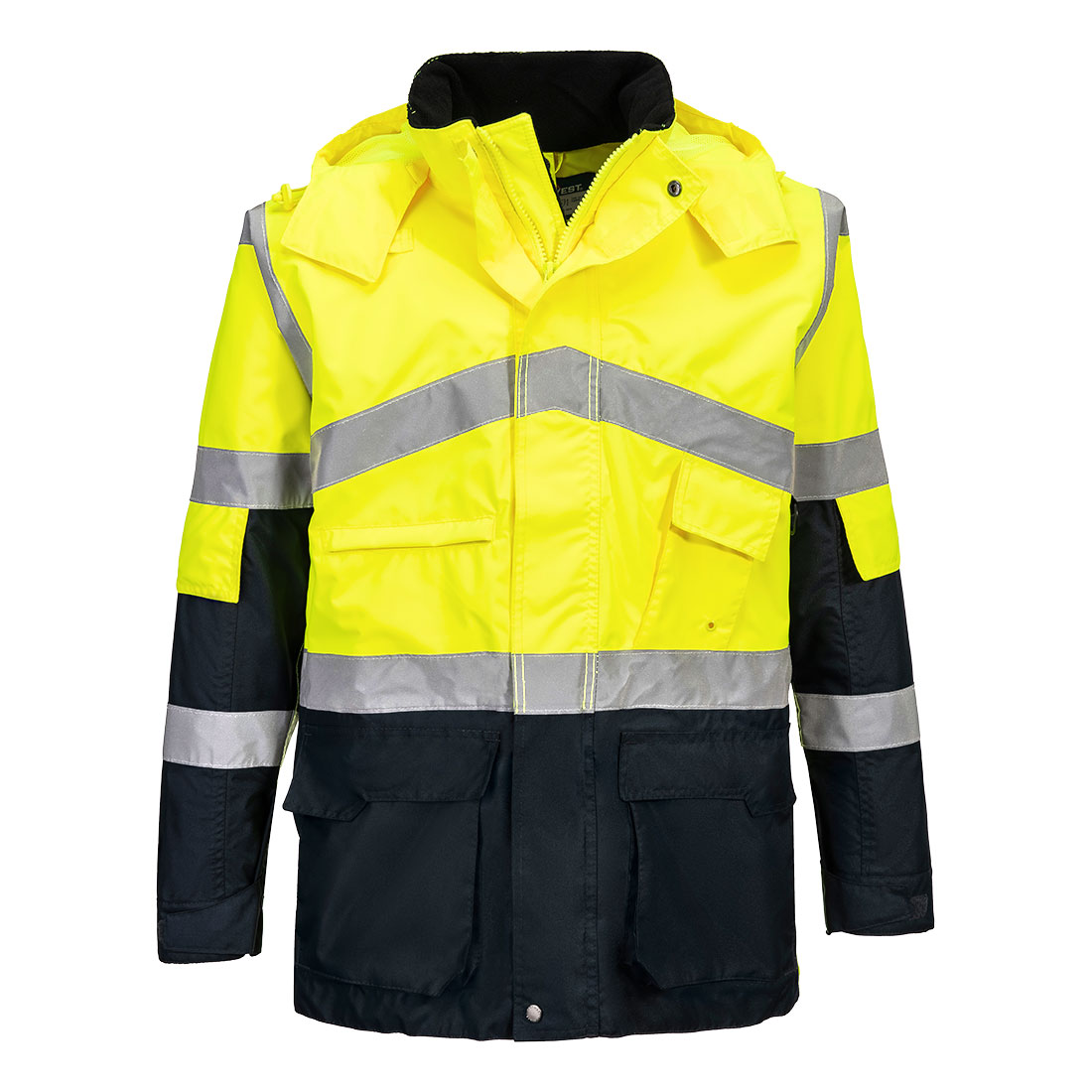 Portwest Hi-Vis Kontrast Regenjacke atmungsaktiv (S760) Gelb/Marine S