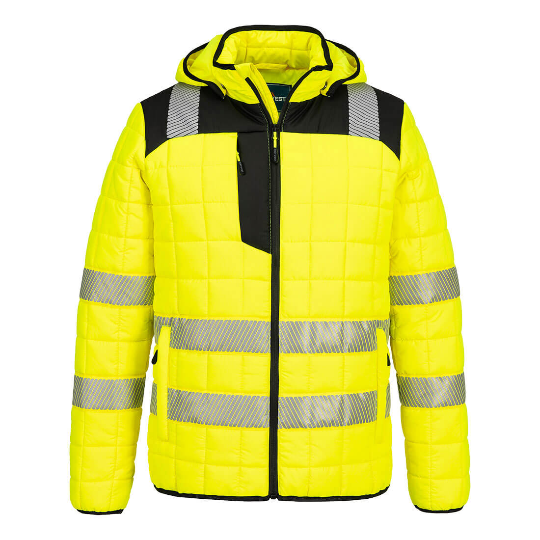 Portwest PW3 Hi-Vis quadratisch gesteppte Jacke (T165) Gelb/Schwarz XXL