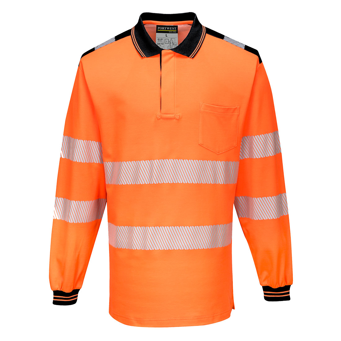 Portwest PW3 Hi-Vis Cotton Comfort Polo Shirt, langarm (T184)