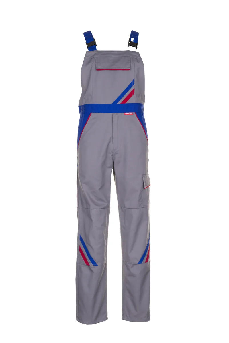 PLANAM Highline Latzhose zink/kornblumenblau/rot