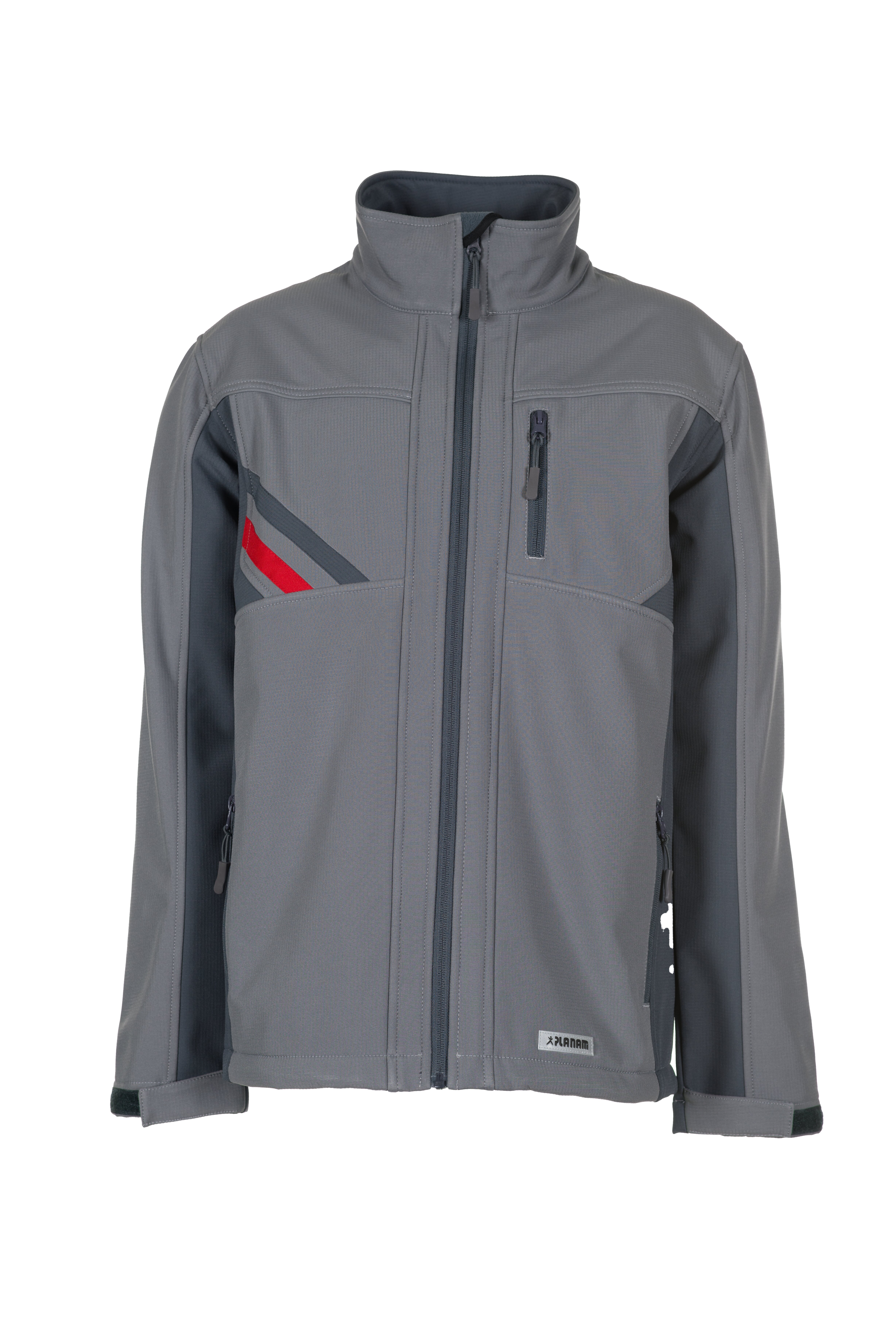 PLANAM Highline Softshelljacke zink/schiefer/rot