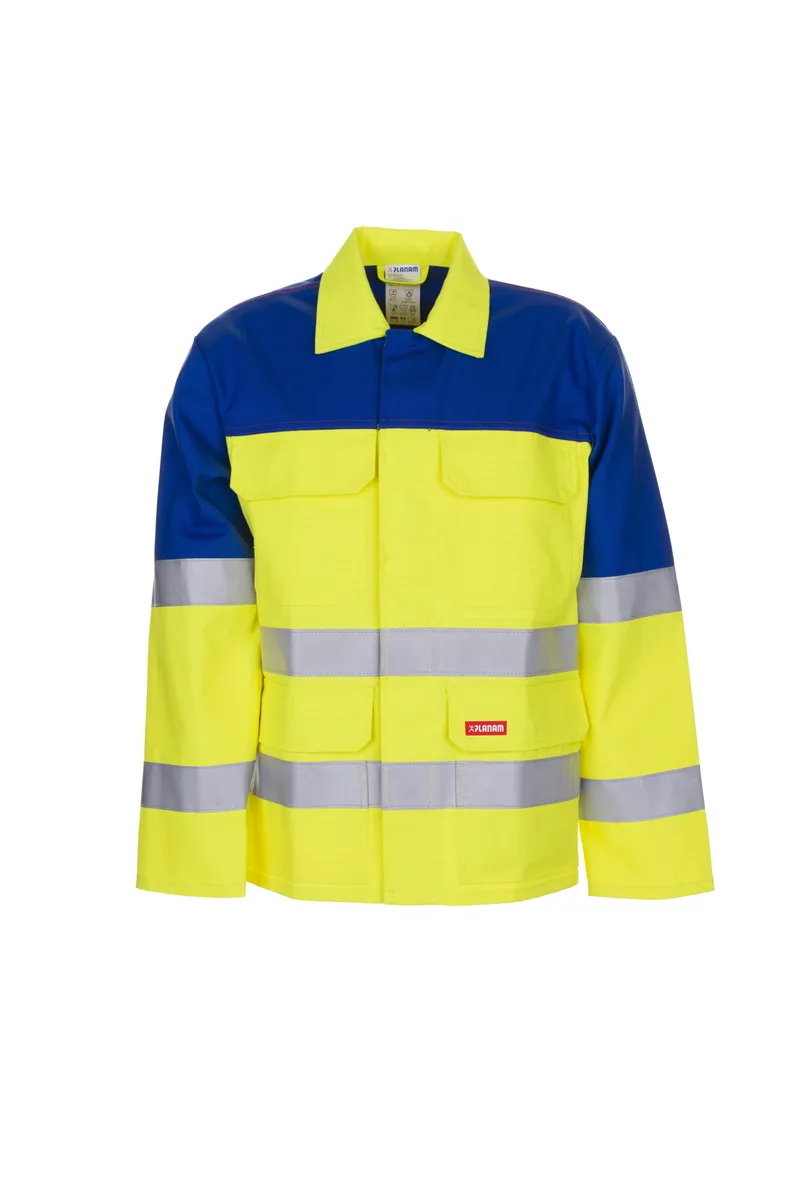 PLANAM Major Protect Warnschutz Warn Jacke 1-lagig warngelb/kornblumenblau