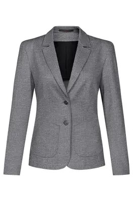 GREIFF Damen-Jerseyblazer Regular Fit Casual Glencheck Hellgrau (1460-2150)