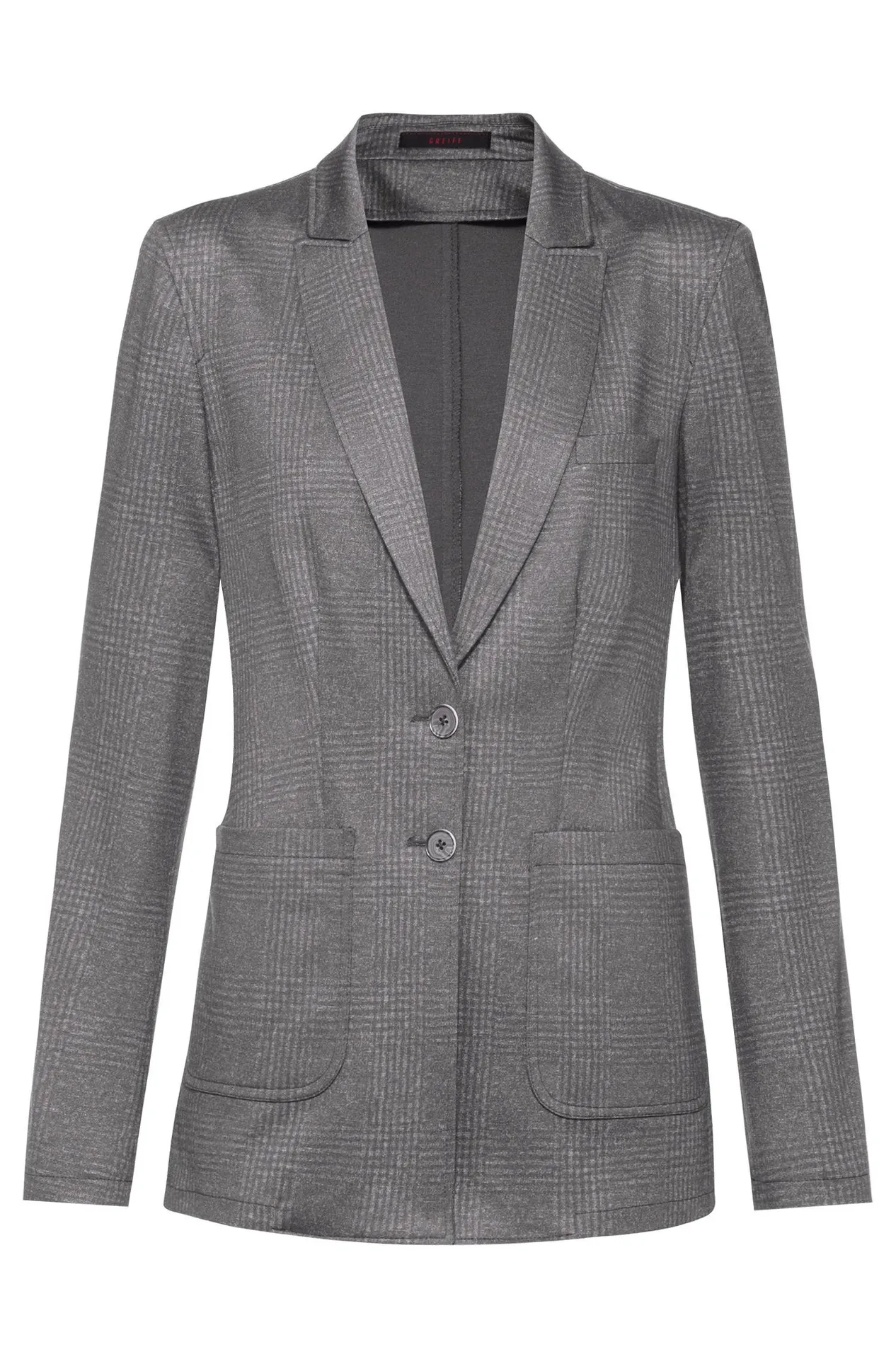 GREIFF Damen-Jerseylangblazer Regular Fit Casual Glencheck Hellgrau (1449-2150)