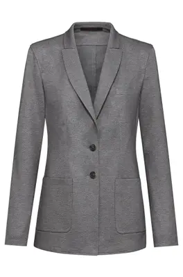 GREIFF Damen-Jerseylangblazer Regular Fit Casual Hellgrau meliert (1449-2155)