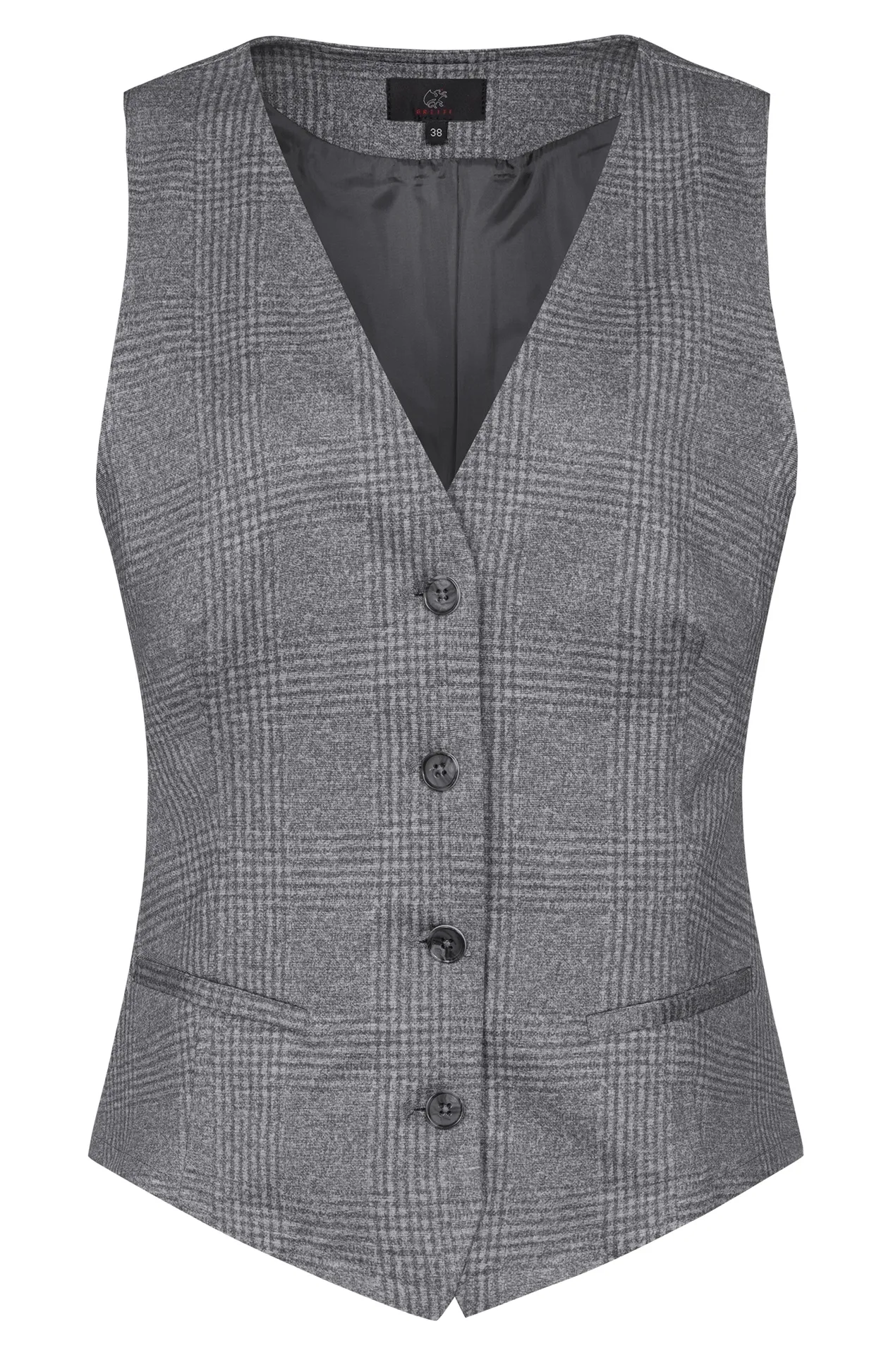 GREIFF Damen-Jerseyweste Regular Fit Casual Glencheck Hellgrau (1722-2150)