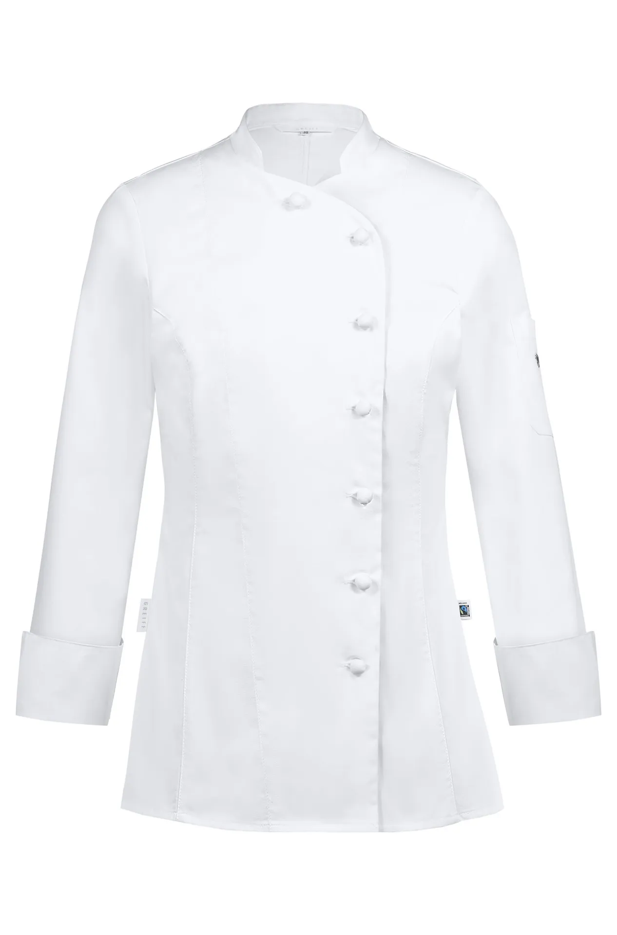 GREIFF Damen-Kochjacke mit Stoffknöpfen Regular Fit Weiß (5416-6220)