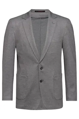 GREIFF Herren-Jerseysakko Regular Fit Casual Hellgrau meliert (1139-2155)