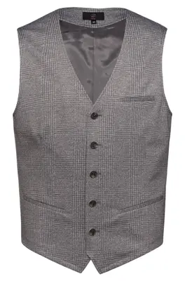 GREIFF Herren-Jerseyweste Regular Fit Casual Glencheck Hellgrau (1631-2150)