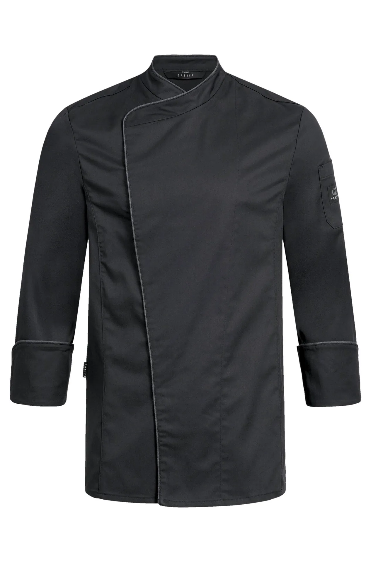 GREIFF Kochjacke mit Paspelierung Regular Fit Schwarz Paspel Anthrazit (5577-6220)
