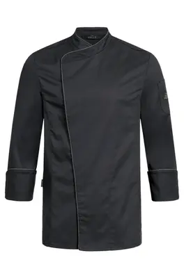 GREIFF Kochjacke mit Paspelierung Regular Fit Schwarz Paspel Anthrazit (5577-6220)