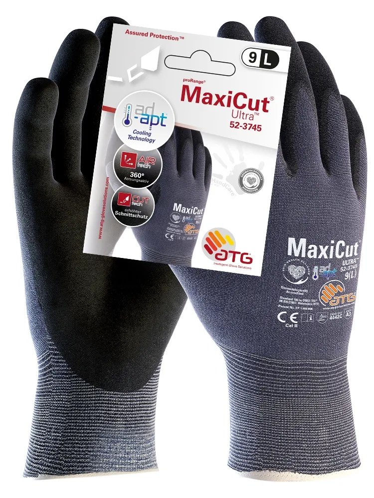 MaxiCut Ultra AD-APT Nylon-Strickhandschuhe (52-3745 HCT), SB-Verpackung Blau/Schwarz (2584)