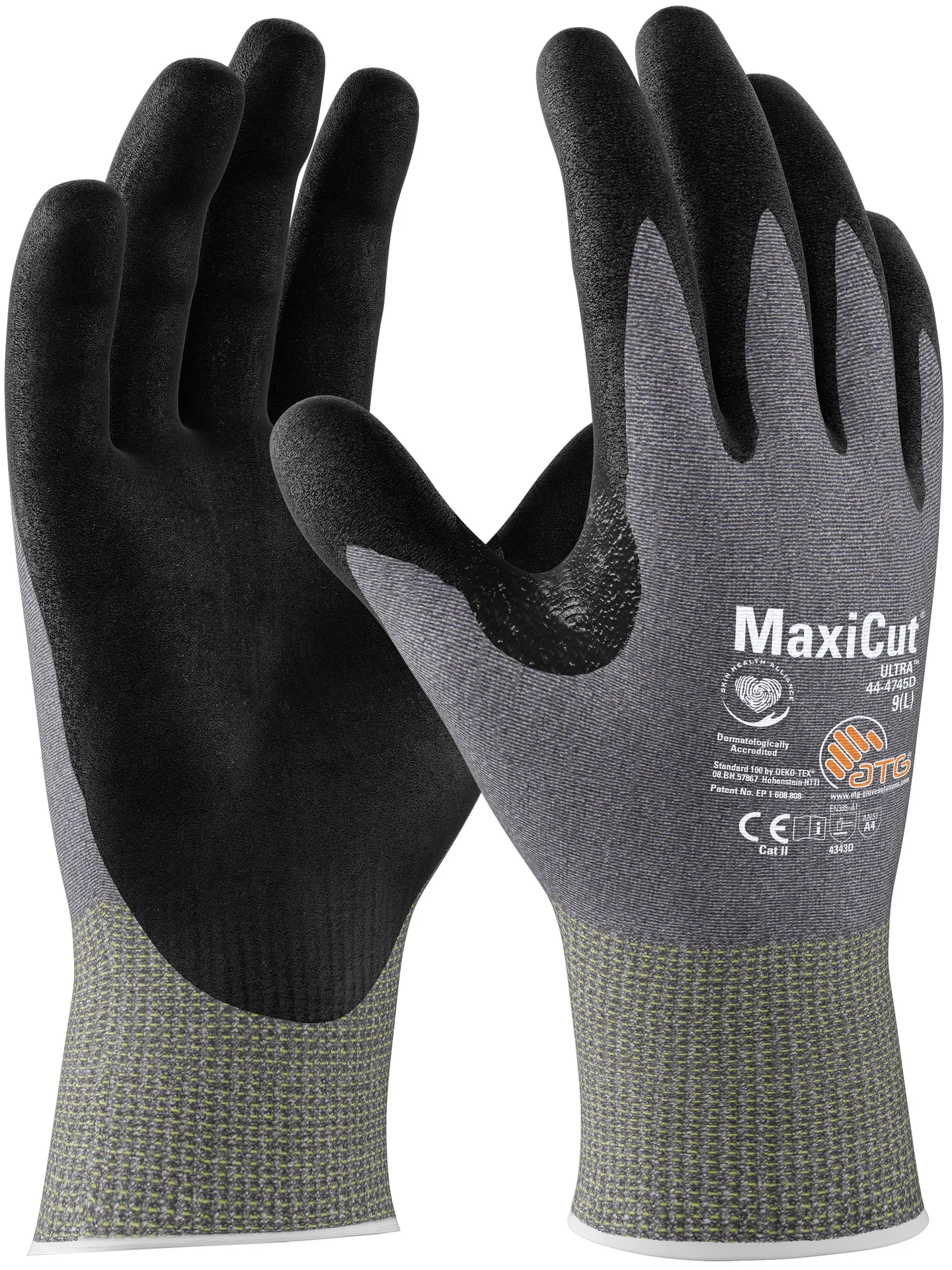 MaxiCut Ultra Schnittschutz-Strickhandschuhe (44-4745D) Hellgrau/Schwarz (2494)