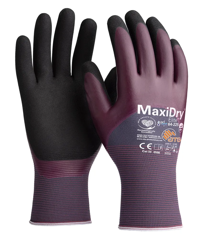 MaxiDry Elite Nylon-Strickhandschuhe (64-225) Violett/Schwarz (2375)