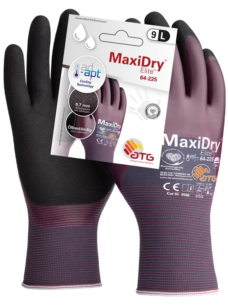 MaxiDry Elite Nylon-Strickhandschuhe (64-225 HCT), SB-Verpackung Violett/Schwarz (2583)