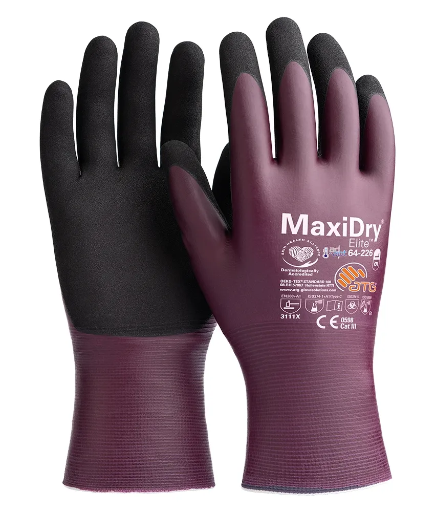 MaxiDry Elite Nylon-Strickhandschuhe (64-226) Violett/Schwarz (2376)