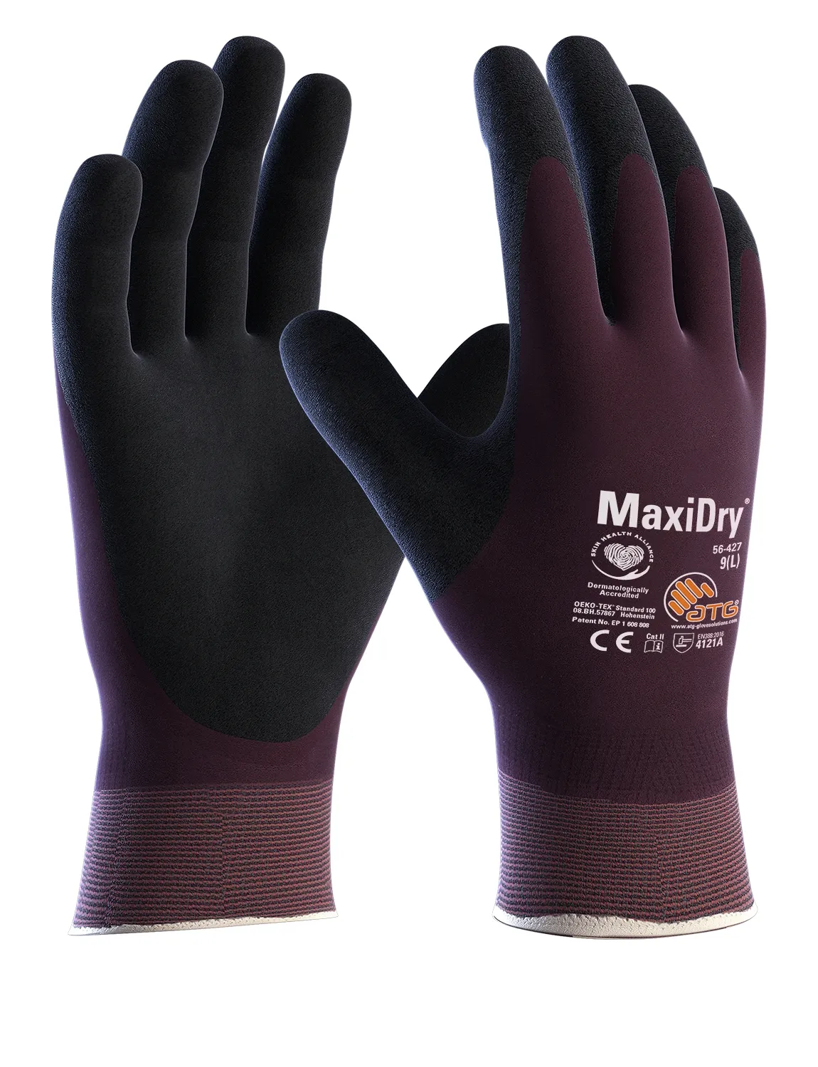 MaxiDry Nylon-Strickhandschuhe (56-427) Lila/Schwarz (2374)