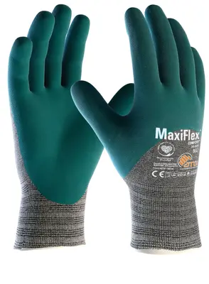 MaxiFlex Comfort Baumwoll-/Nylon-Strickhandschuhe (34-925) Grau meliert/Grün (2435)