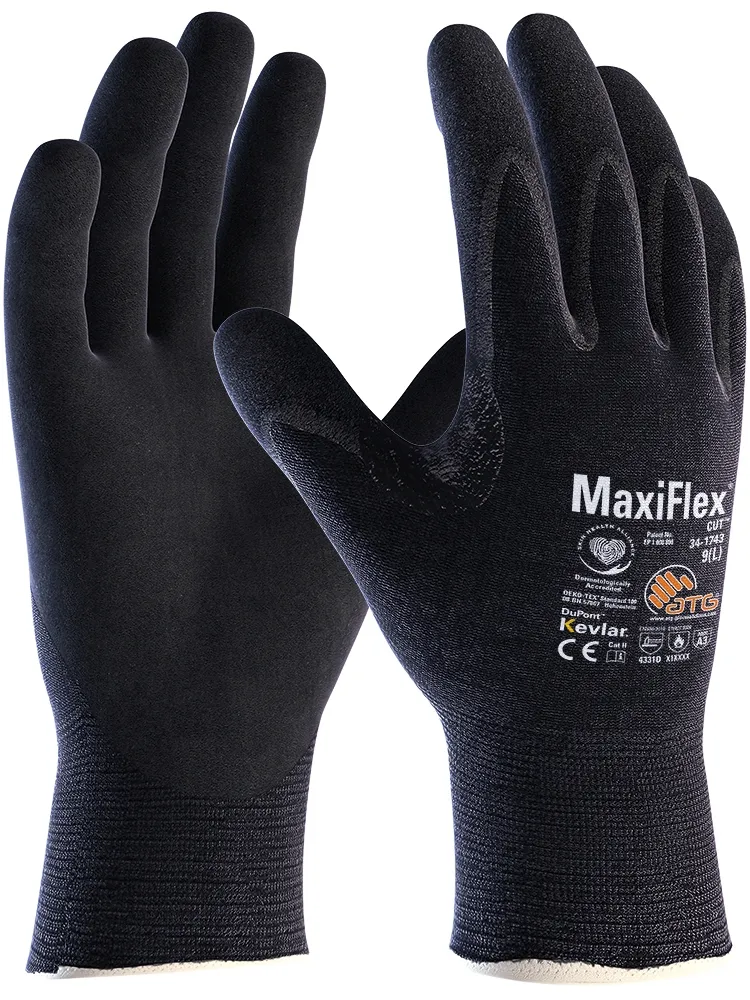 MaxiFlex Cut Kevlar Schnittschutz-Strickhandschuhe (34-1743) Schwarz (2488)