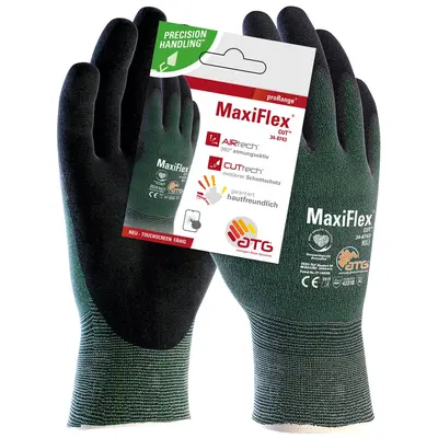 MaxiFlex Cut Nylon-Strickhandschuhe (34-8743 HCT), SB-Verpackung Grün/Schwarz (2577)