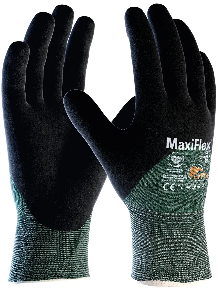 MaxiFlex Cut Schnittschutz-Strickhandschuhe (34-8753) Grün/Schwarz (2493)