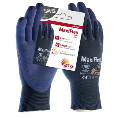MaxiFlex Elite Nylon-Strickhandschuhe (34-274 HCT), SB-Verpackung Blau/Blau (2573)