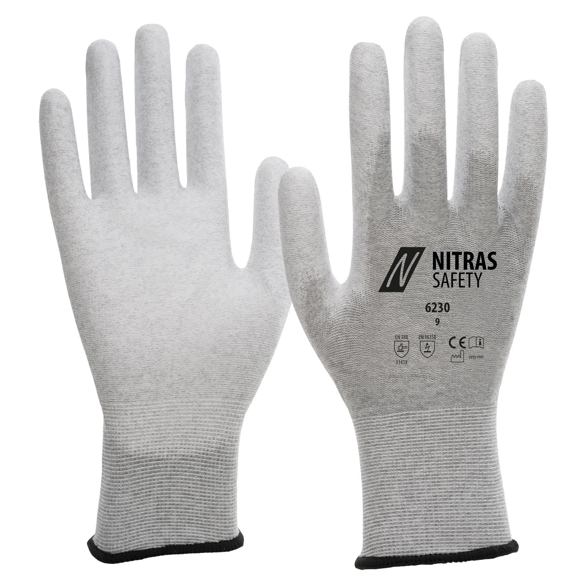 NITRAS Antistatikhandschuhe, grau / weiß, EN 388 (6230)