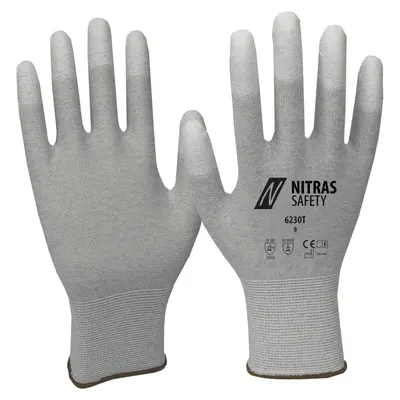 NITRAS Antistatikhandschuhe, grau / weiß, EN 388 (6230T)