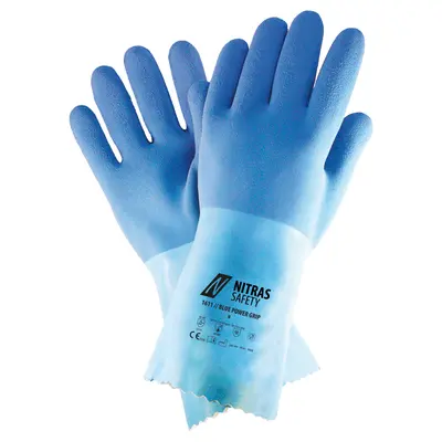 NITRAS BLUE POWER GRIP, Chemikalienschutzhandschuhe, blau, EN 388, EN ISO 374 (1611)
