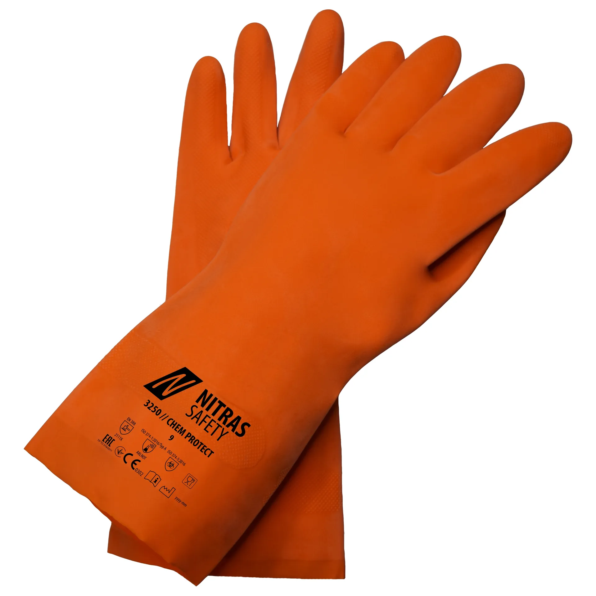 NITRAS CHEM PROTECT, Chemikalienschutzhandschuhe, orange, EN 388, EN ISO 374 (3250)