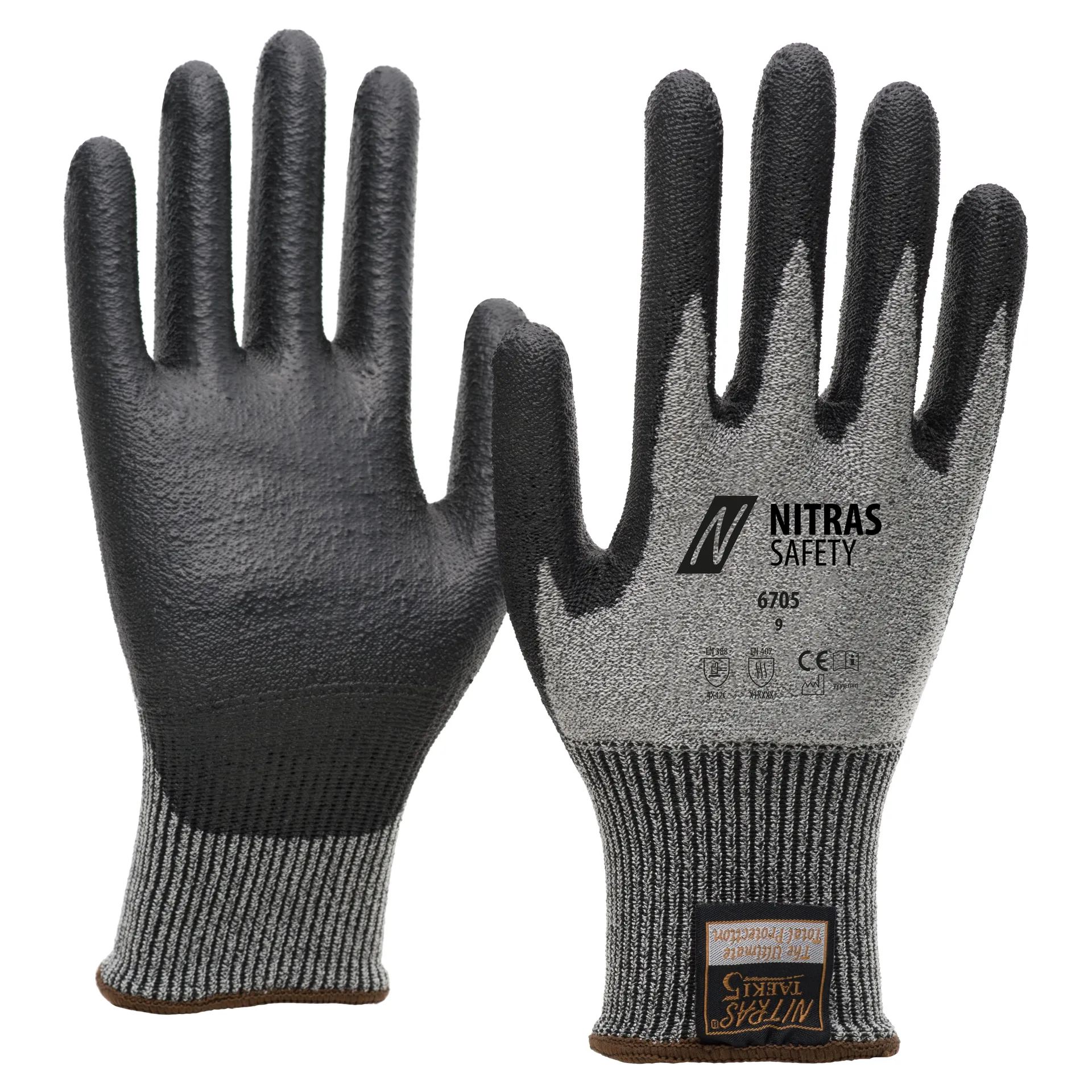 NITRAS CUT C, Schnittschutzhandschuhe, grau / schwarz, EN 388, EN 407 (6705)